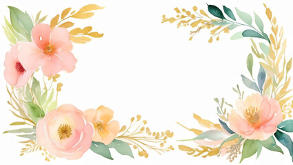 Obraz premium A blank wedding invitation adorned with a watercolor floral frame