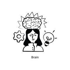 Brain vector outlineStyle Design Vector Stock illustration. 