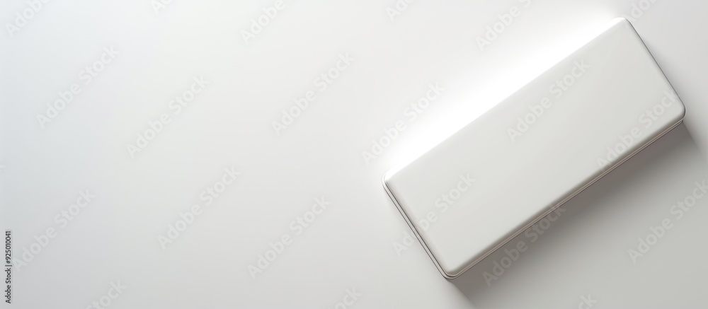 Poster top view of a plastic object with a white background allowing for copy space image