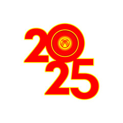 2025 banner with Kyrgyzstan flag inside. Vector illustration.