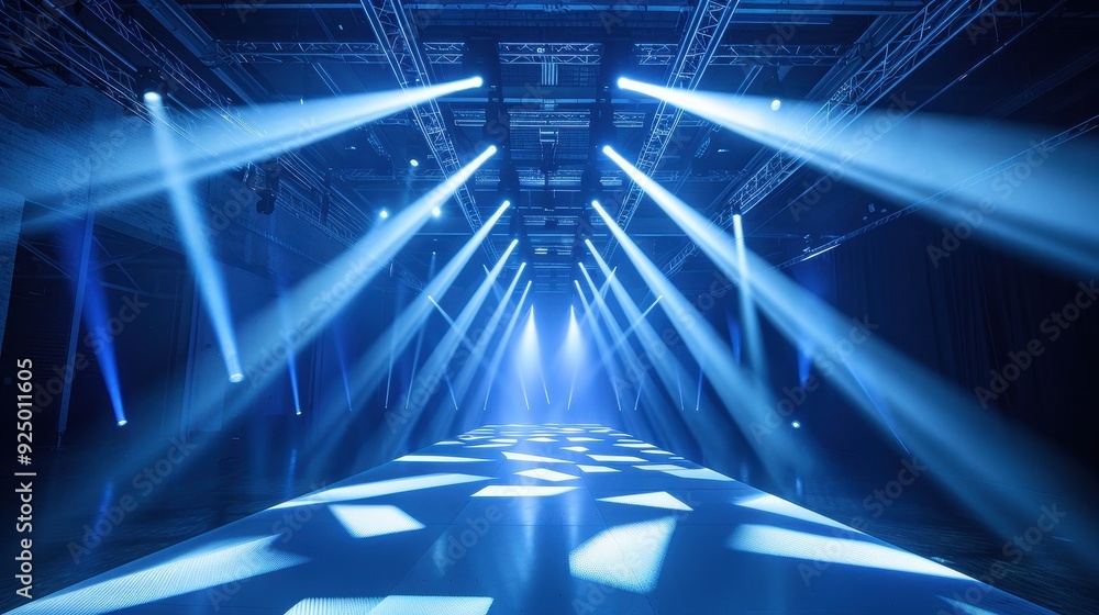 Aufkleber a stage lit by spotlights creating a geometric pattern on the floor