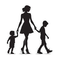 mom and Son silhouettes vector illustration