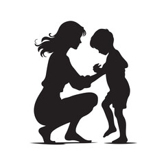 mom and Son silhouettes vector illustration
