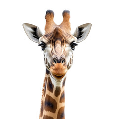 Detailed Photography of a Curious Giraffe on Plain White Background Transparent PNG