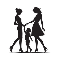 mom and Son silhouettes vector illustration