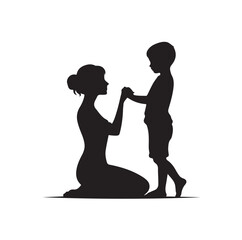 mom and Son silhouettes vector illustration