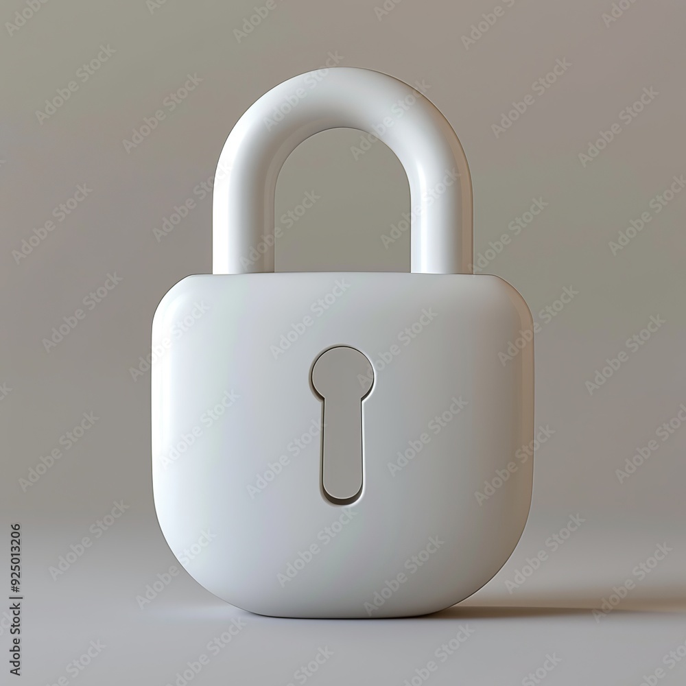 Poster a clean and minimalist 3d render of a password icon, featuring a padlock with a keyhole and smooth e