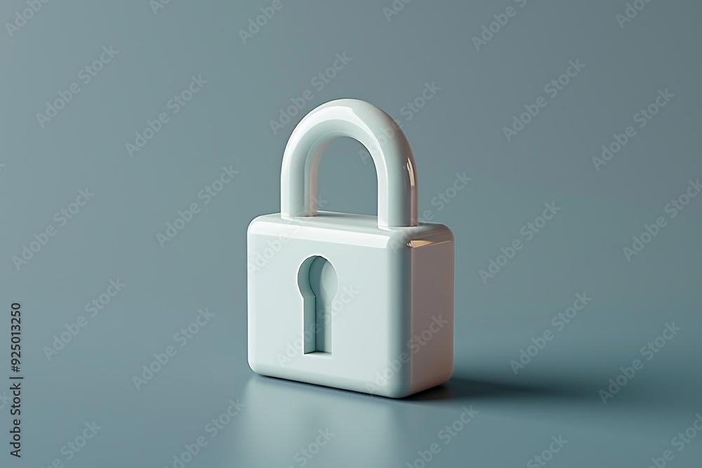 Poster a clean and minimalist 3d render of a password icon, featuring a padlock with a keyhole and smooth e