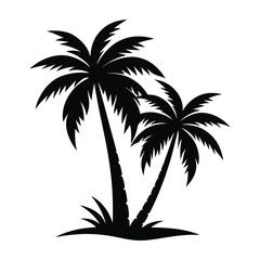 Palm tree silhouette vector illustration with black and white color
