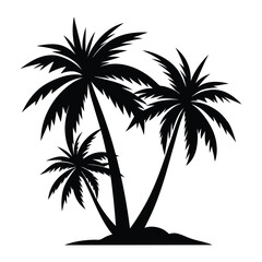 Palm tree silhouette vector illustration with black and white color