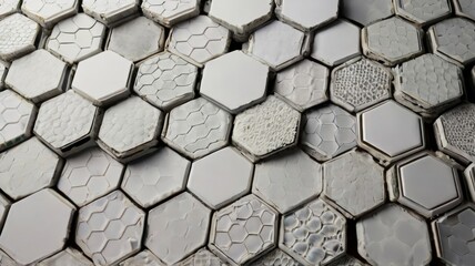 Panoramic Wall of Random shifted white honeycomb hexagon