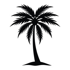 Palm tree silhouette vector illustration with black and white color