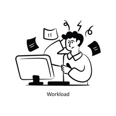 Workload  vector outlineStyle Design Vector Stock illustration. 
