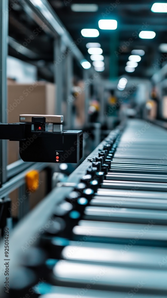 Aufkleber modern automated conveyor belt in an industrial factory setting, representing efficiency and automat