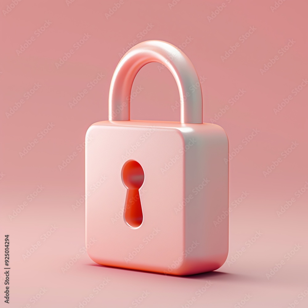 Poster a clean and minimalist 3d render of a password icon, featuring a padlock with a keyhole and smooth e