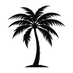 Palm tree silhouette vector illustration with black and white color
