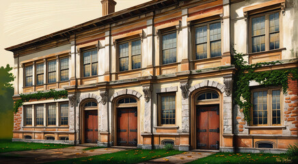 Fototapeta premium ai generated old school building