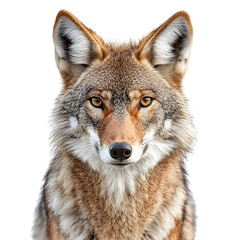 Fototapeta premium Photography of Vigilant Coyote Isolated on Plain White Background Transparent PNG