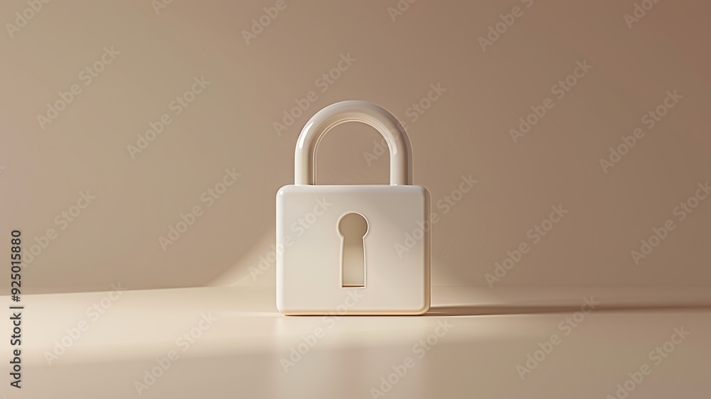 Poster a clean and minimalist 3d render of a password icon, featuring a padlock with a keyhole and smooth e