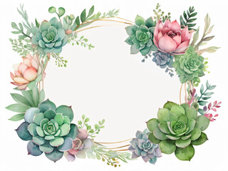 A blank wedding invitation adorned with a watercolor floral frame