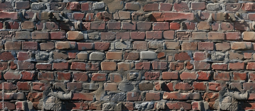 Poster a brick wall featuring a mix of old and new bricks can be used as a background for design and presen
