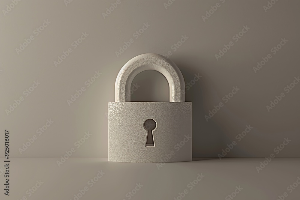 Poster a clean and minimalist 3d render of a password icon, featuring a padlock with a keyhole and smooth e