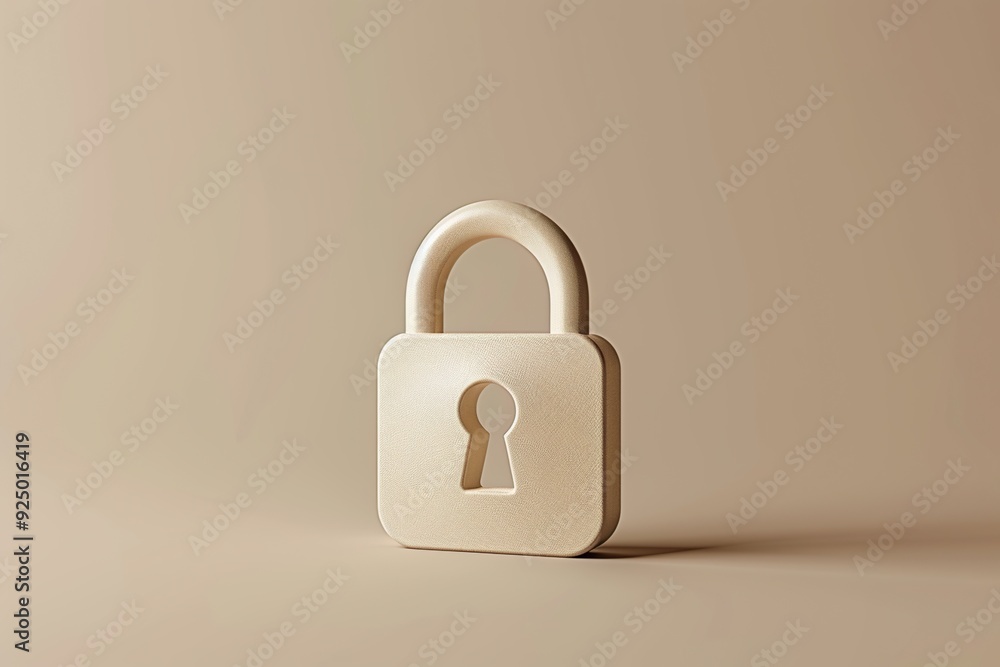 Poster a clean and minimalist 3d render of a password icon, featuring a padlock with a keyhole and smooth e