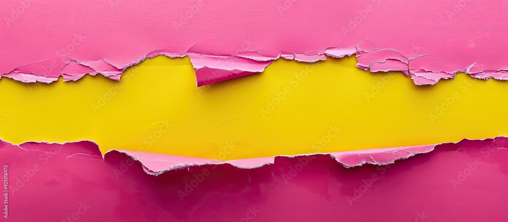Aufkleber a ripped pink paper with a yellow background features a conceptual relative strength index symbol le