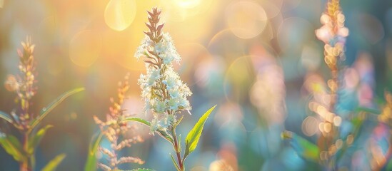 Tobacco flower with a blurred background, allowing space for adding text or images. image with copy space