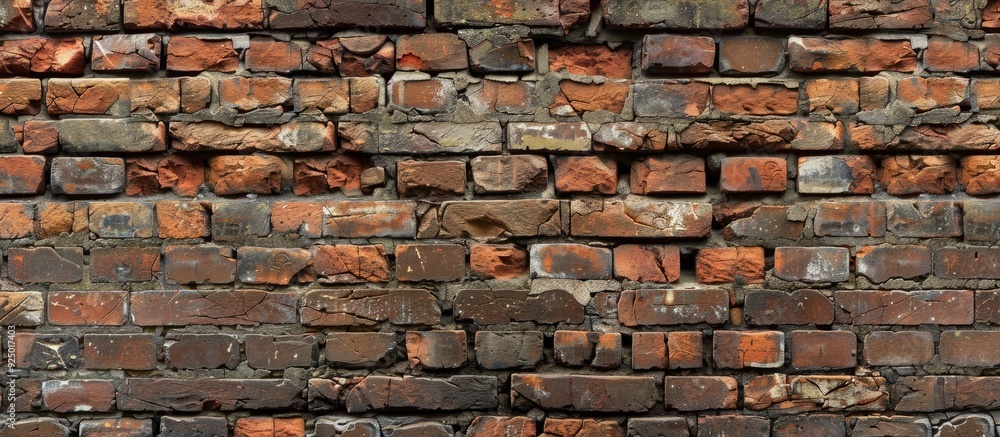Poster a combination of old and new bricks forming a brick wall ideal as a background in design and present