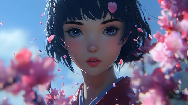 Captivating Anime Inspired 3D Rendered Narrative with Emotive Character Design