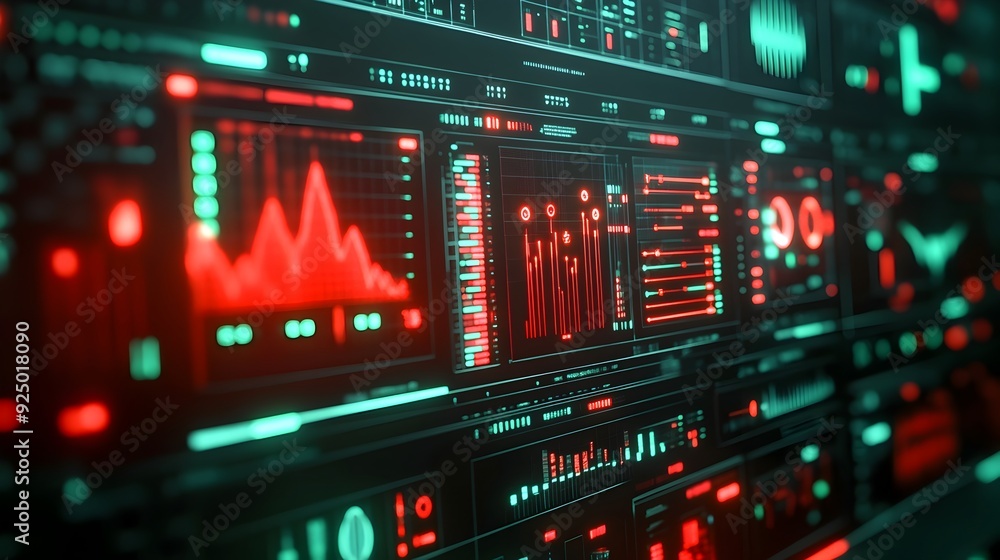 Poster risk analysis dashboard with digital indicators