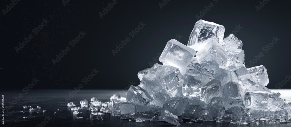 Poster crushed ice stack on black backdrop with available copy space image
