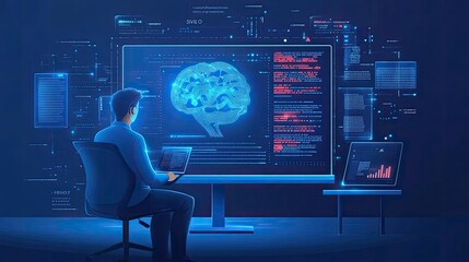 Copywriter using AI to draft initial content for a website, illustrating the role of AI in content creation