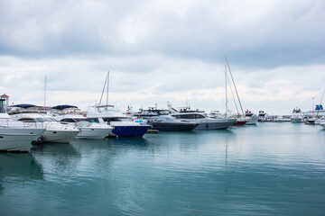 Parking for boats and yachts in the seaport