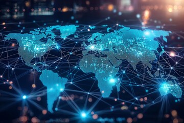 Obraz premium Global Digital Business Network Connection Illustration created with Generative AI