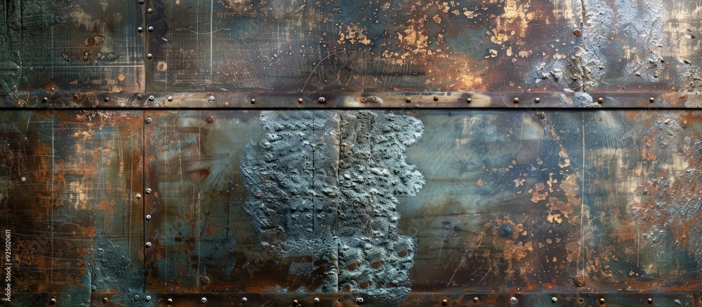 Poster rustic texture of weathered metal panel with space for overlaying an image. image with copy space