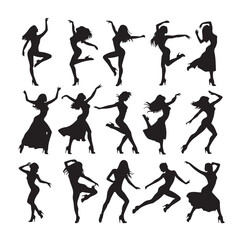 Dancing Girls Silhouette vector illustration