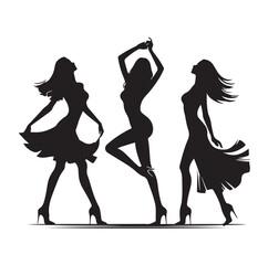 Dancing Girls Silhouette vector illustration