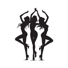 Dancing Girls Silhouette vector illustration