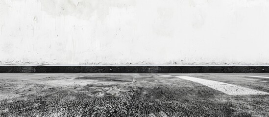 Neutral-toned wall, floor, and road in white, black, and gray shades - perfect as a background for copy space image.