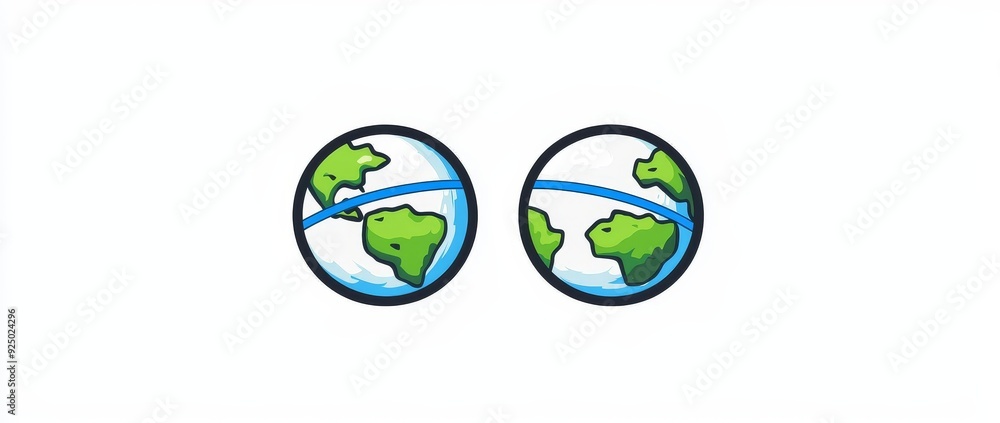 Wall mural illustration of earth and recycling logo, a green and modern concept.