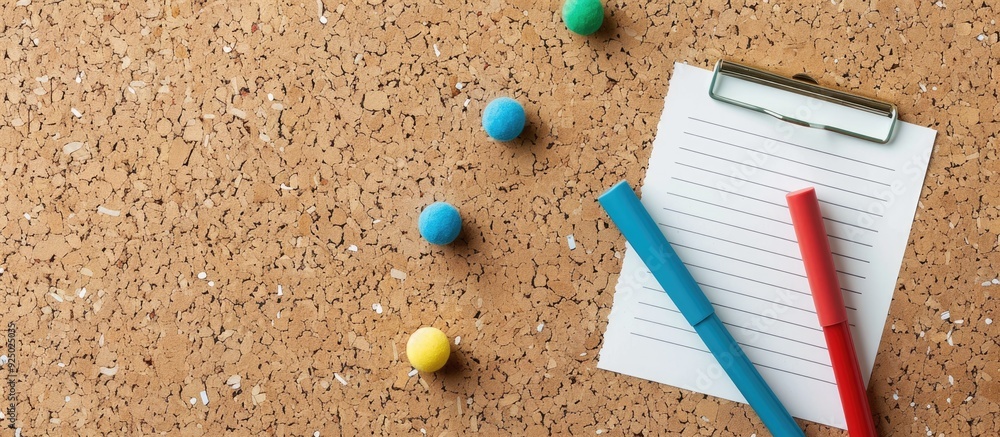 Poster pin a to-do list on a cork board with available copy space image for reminders.