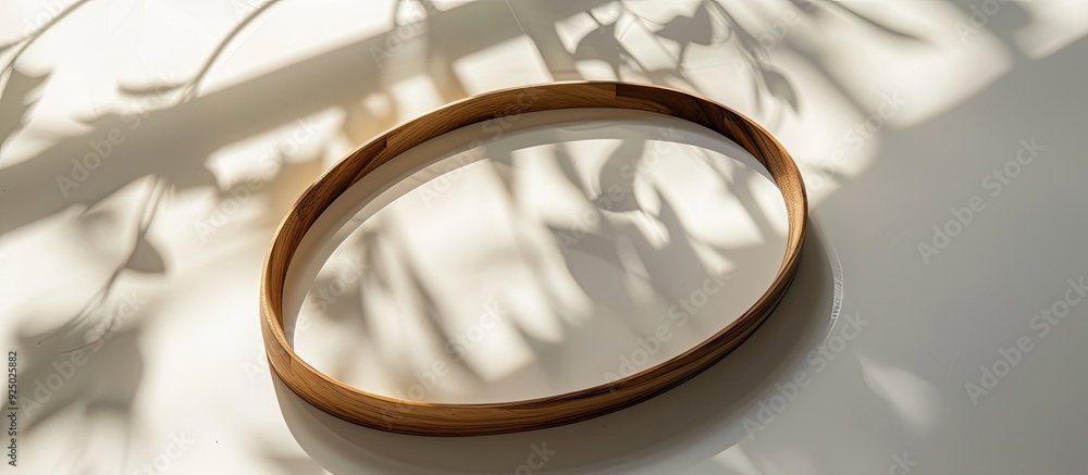 Poster oval frame on white background creating a shadow with copy space image.