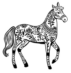 Coloring Of A Horse In A Nature Pattern in a vector