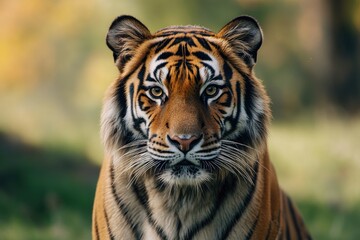 Fototapeta premium A tiger is staring at the camera, portrait animal wildlife