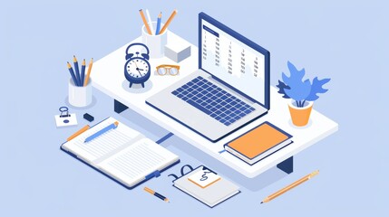 Organized Desk Setup with Timer, Planner, and To-Do List for Structured Productivity