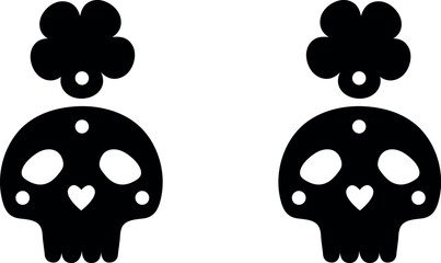 Spooky skull Halloween earrings jewellery laser cut. Vector templates for cutting