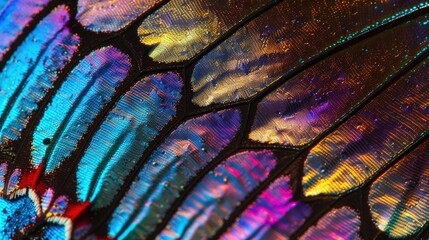 Close-up of iridescent butterfly wing