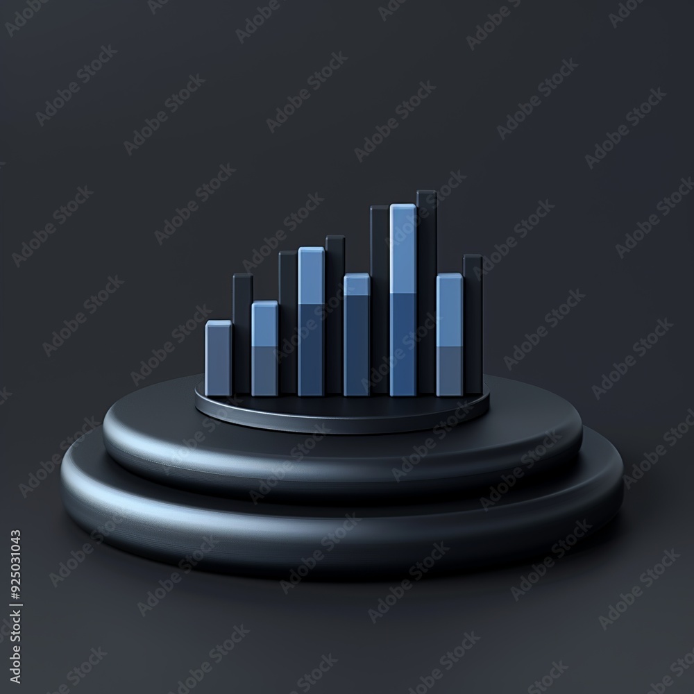 Poster a modern and minimalist 3d render of a data analysis icon, featuring a simple histogram with evenly 